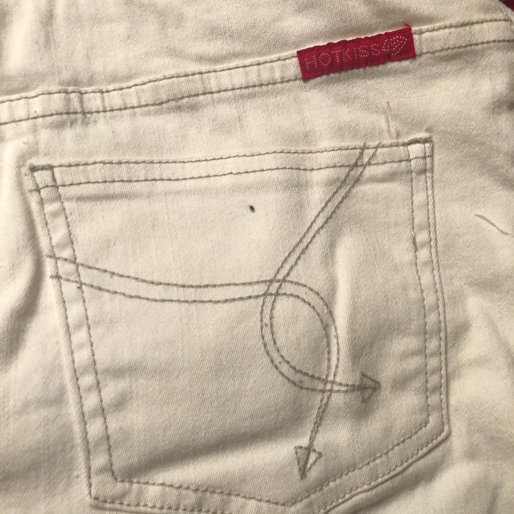 Hot Kiss mini jean skirt cream with inner shorts.